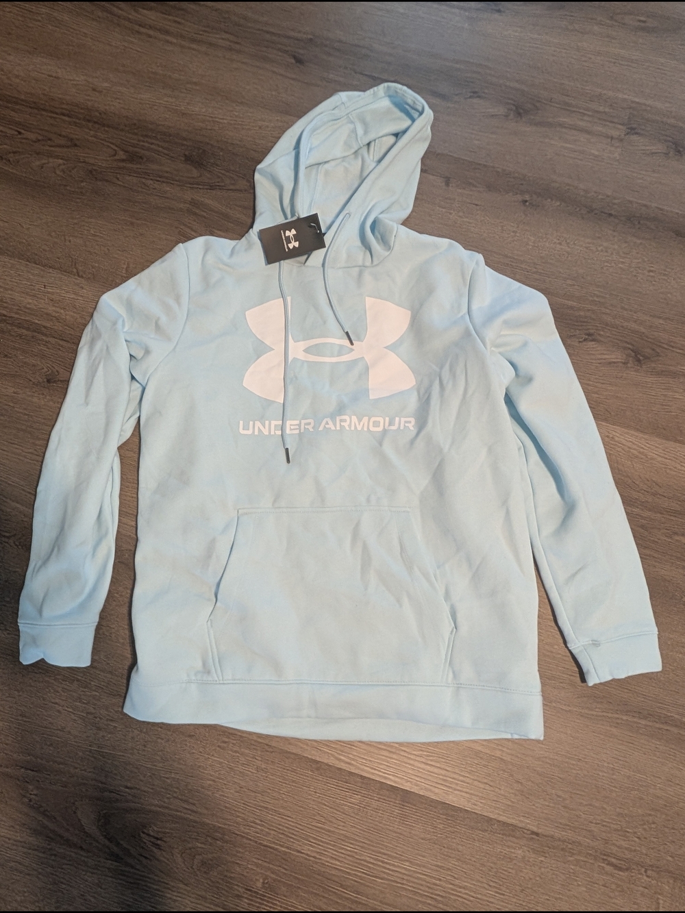 Under Armour Women's Light Blue Pullover Hoodie with White Logo